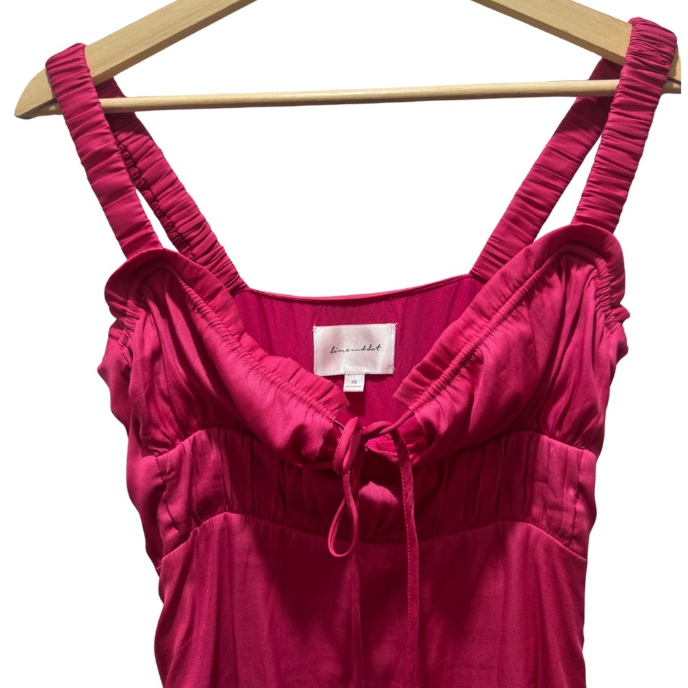 Line and Dot Brooke Midi Dress in Fuschia Pink